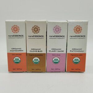 Rare Essence Aromatherapy Organic Essential Oil Variety Set of 4 See Discription